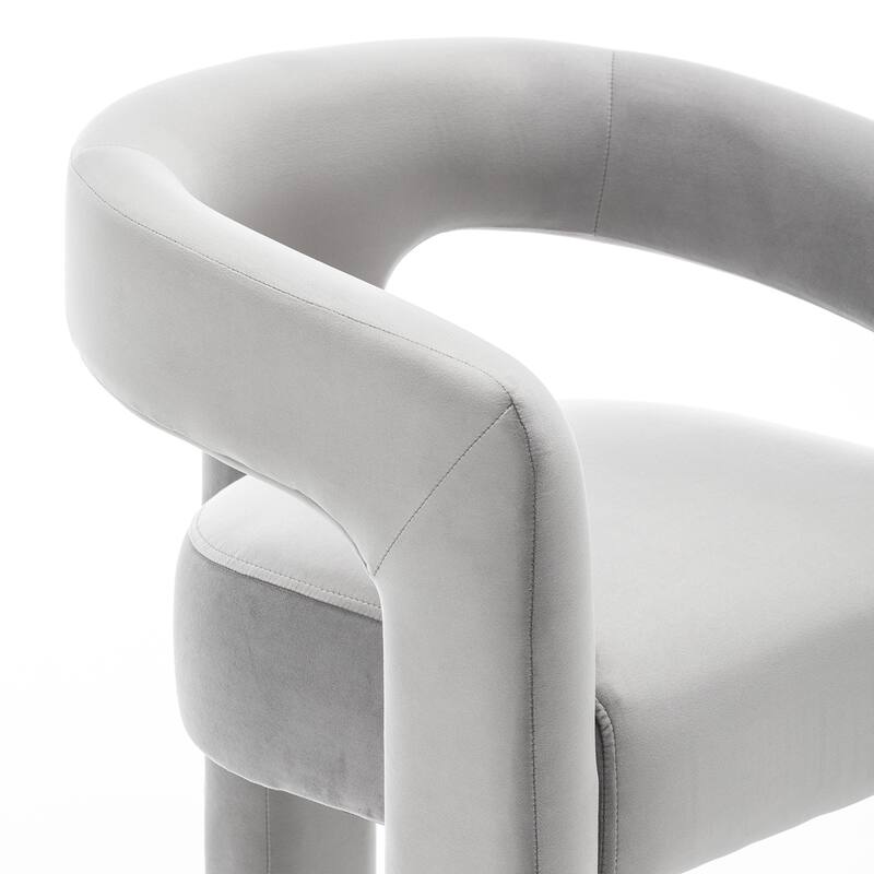 SEYNAR Modern Velvet 34.6''H Fixed Height Open-Back Bar Stool with Metal Footrest Set of 2