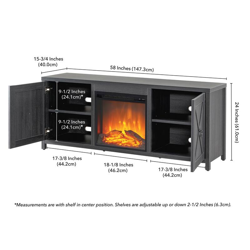 Granger 58" TV Stand with Log Fireplace Insert