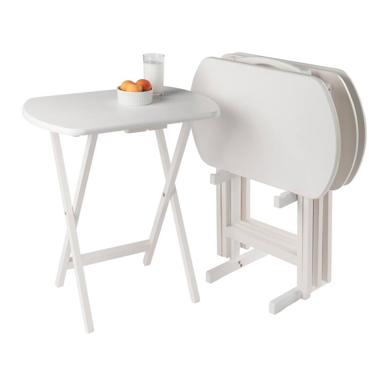 Corbett 4 Snack Tables with Stand White Finish