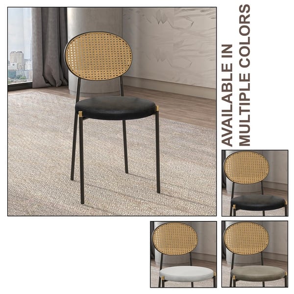 dimension image slide 5 of 11, Leisuremod Euston Modern Velvet/Leather Dining Chair - Minimalist Wicker Back Accent Chair for Home Living Room & Kitchen