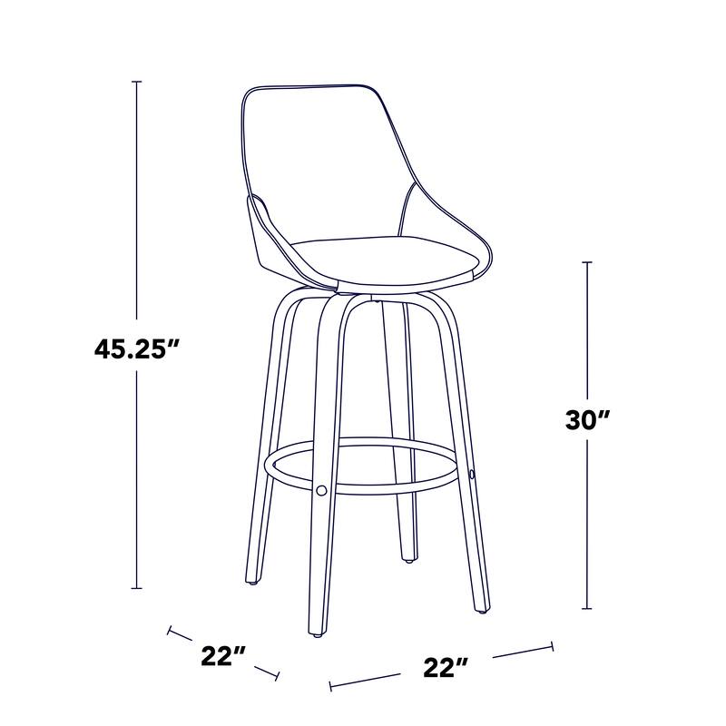 Carson Carrington Alba 30" Fixed-Height Bar Stool with Bent Wood Legs & Round Footrest (Set of 2)