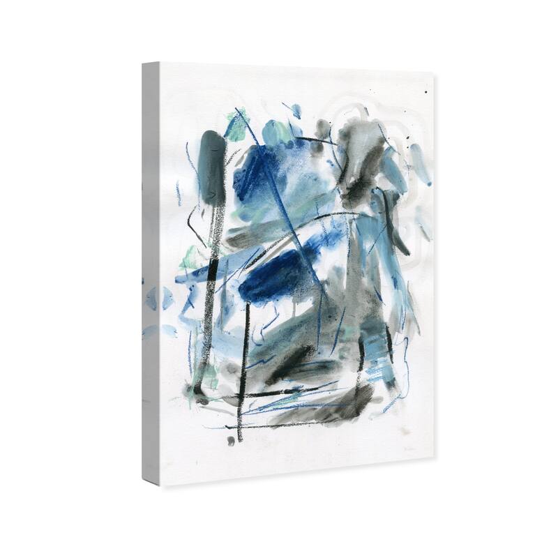 Wynwood Studio Abstract Mint Leaves Within Blue and Modern & Contemporary Wall Art Canvas Print