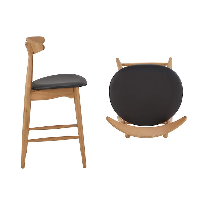 Ribe Mid-Century Wood Counter Height Stools (Set of 2)
