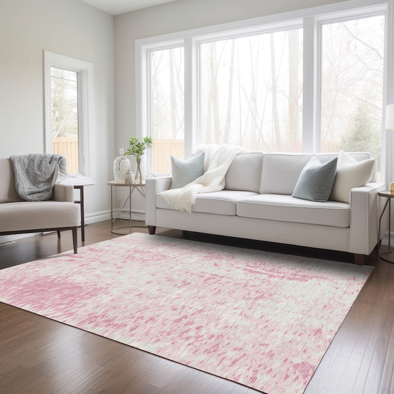 Machine Washable Indoor/ Outdoor Modern Abstract Chantille Rug