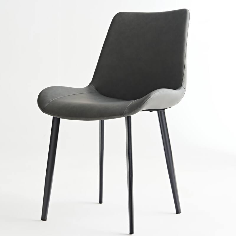 PU Leather Dining Table Set of 2, Armless Chair with Metal Leg