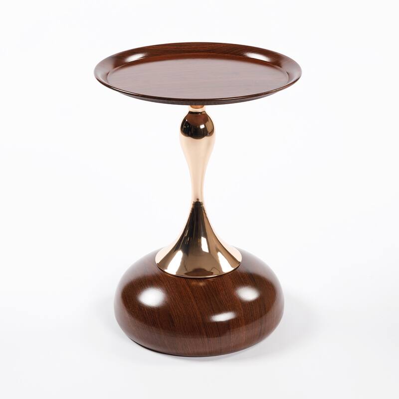 Mermaid Tail End Coffee Table Round Side Table with Metal Base Table, for Living Room Bedroom Office Garden