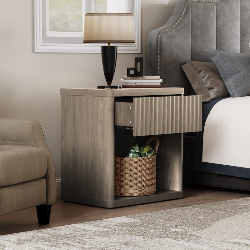 SICOTAS Set of 2 Nightstand with 1 Drawer and Open Storage