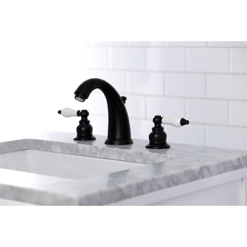 Victorian 8 in. Widespread Bathroom Faucet - Matte Black
