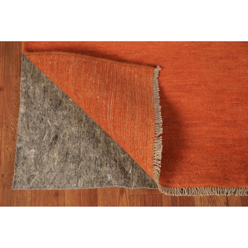 Orange Indian Gabbeh Oriental Rug Hand-Knotted Wool Carpet - 4'6" x 6'5"