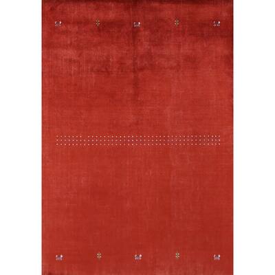 Hand Knotted Oriental 100% Wool Carpet Tribal Animal Pictorial Oranges & Rust Gabbeh Area Rug - 7' 7'' X 5' 3''