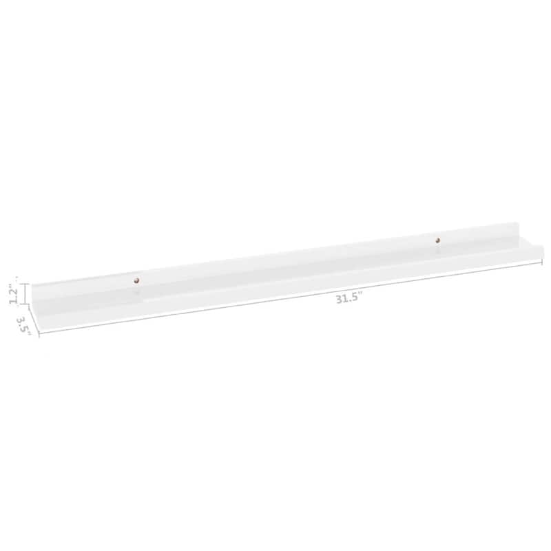 Yuli Wall Shelf Set of 4, Contemporary White, Raised Ledge Design 32 Inch