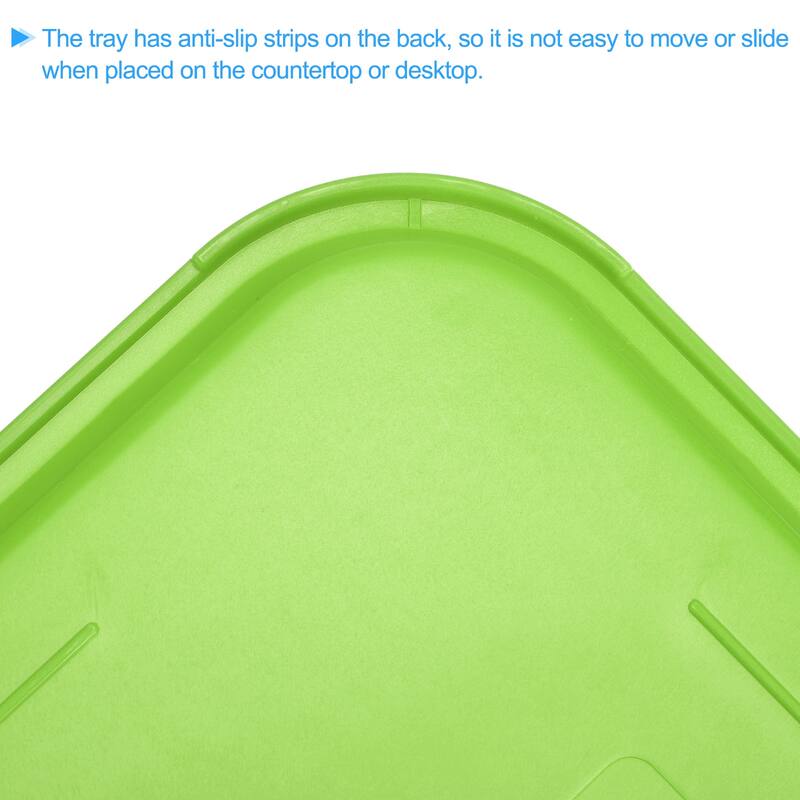 10" x 14" Plastic Fast Food Trays Bulk Rectangular Serving Trays, Green