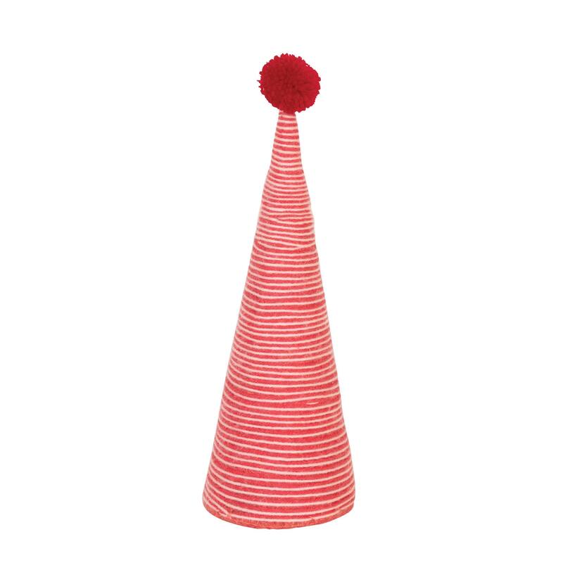 Wool Yarn Wrapped Tree with Pom Pom - Red