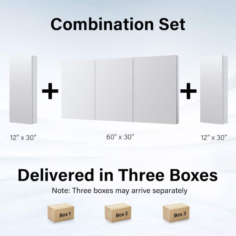 Bath 30'H Recessed or Surface Wall Mount Medicine Cabinet With Adjustable Glass Shelves