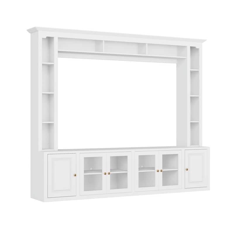 92" Modern 4-Piece Entertainment Center Wall Unit Media Console with Bookshelves for TVs Up to 80"