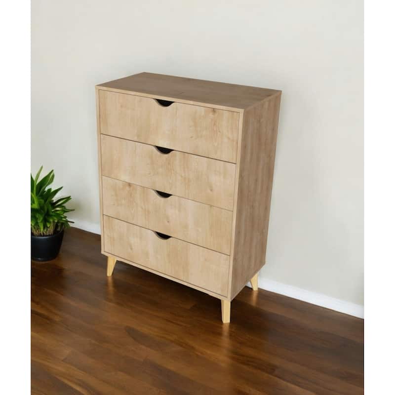 HomeRoots 30" Natural Four Drawer Standard Chest - 4-drawer