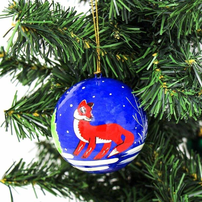 Recycled Paper Handpainted Animal Theme Ornaments, Set of 2 (India)