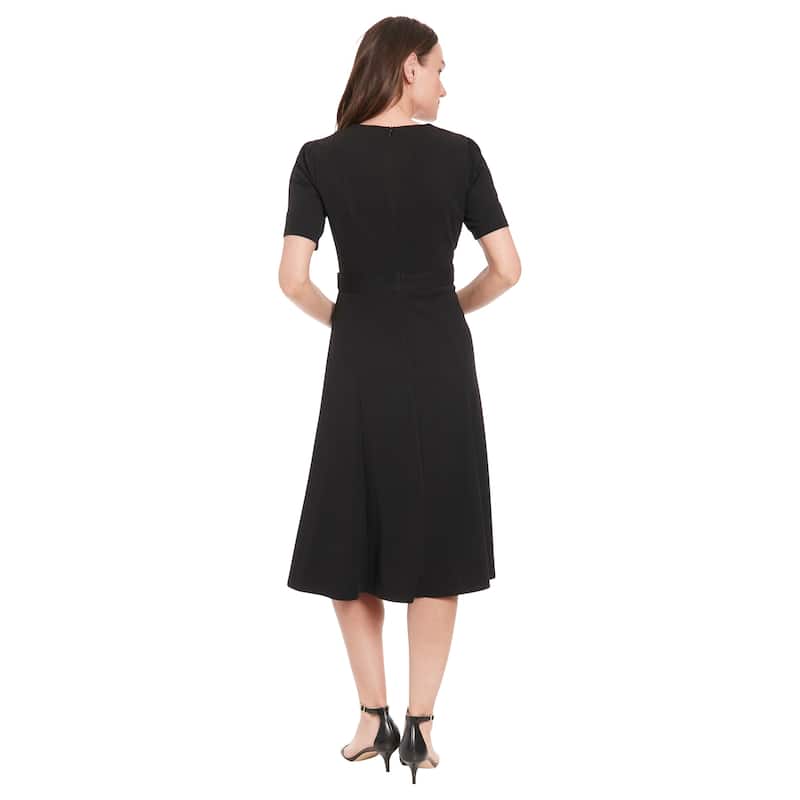 Women's Short Sleeve A-Line Dress - Professional Office Work Dresses