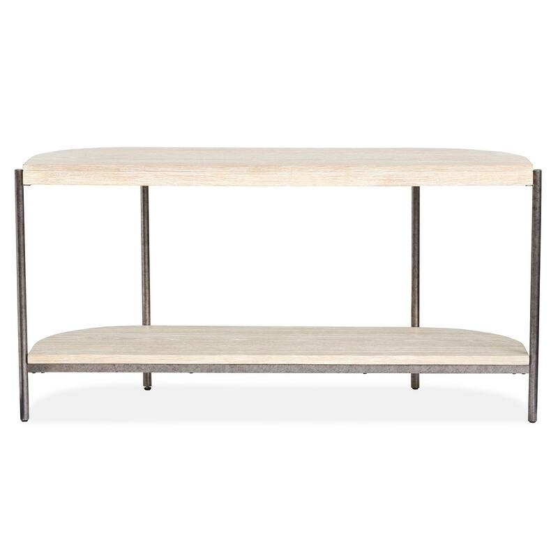 Magnussen Home Jennings Edgecomb Grey and Weathered Antique Nickel Demilune Sofa Table - 56''W x 18''D x 28''H