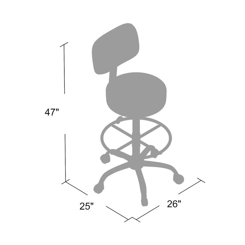 Fea Medical Drafting Stool, Beige Vinyl, Low Back and Padded Seat, Chrome