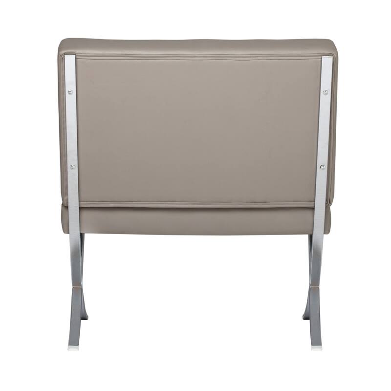 Attriom Bonded Leather and Metal Armless Mid Century Accent Chair - 30.25 x 26 x 34.75"