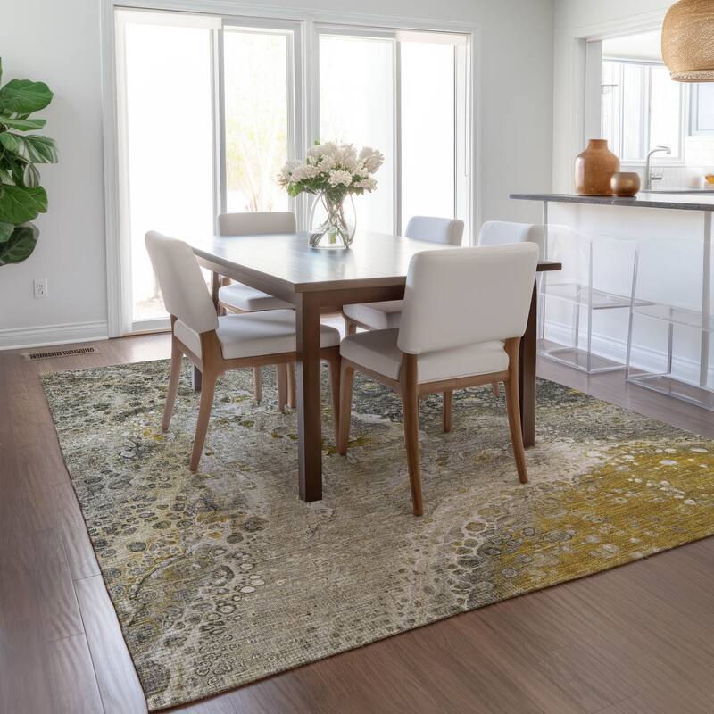 Machine Washable Indoor/ Outdoor Chantille Modern Abstract Rug