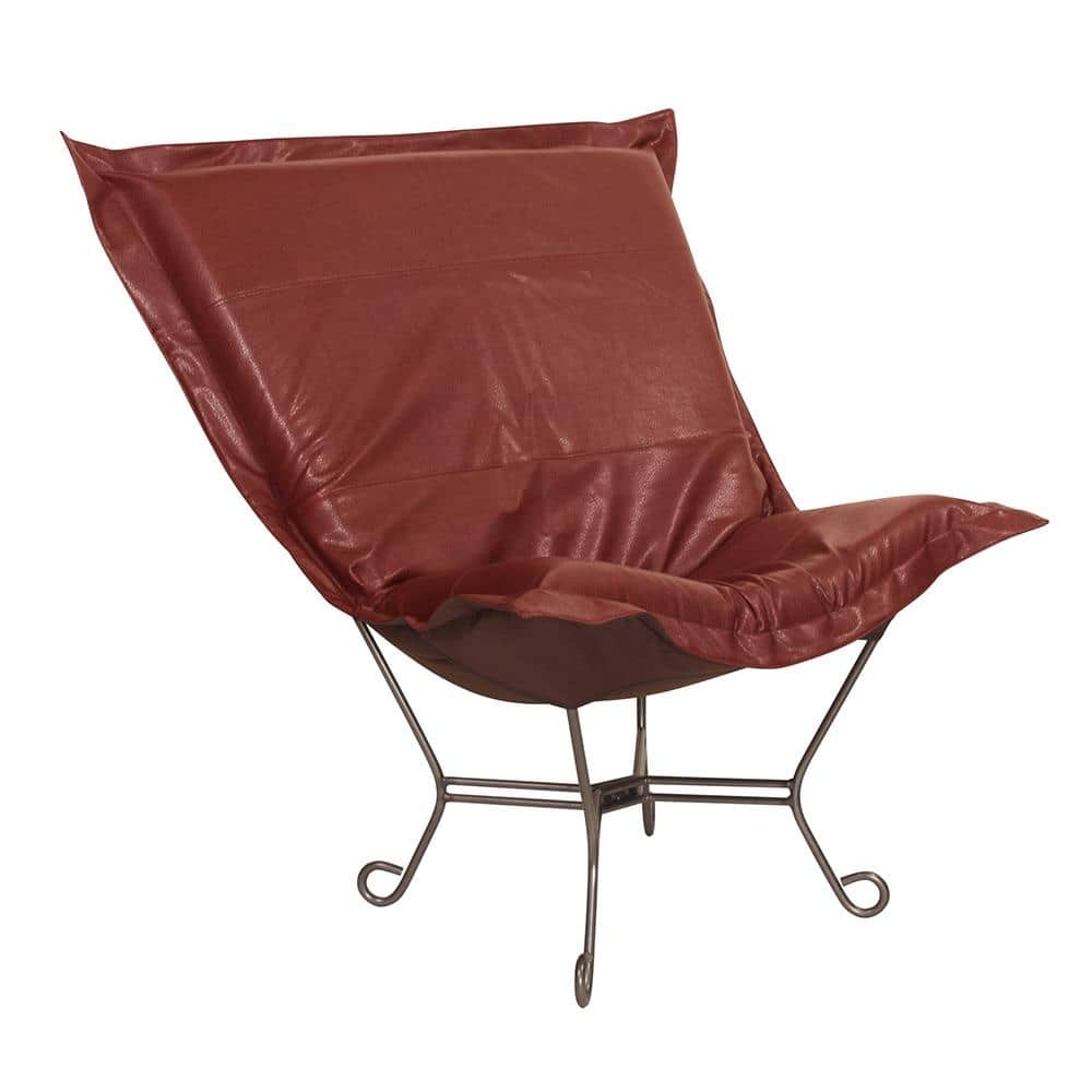 Allan Andrews Scroll Puff Chair with Titanium Frame, Avanti Collection