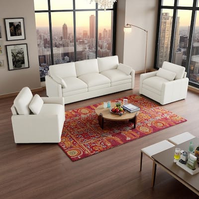 3-Piece Chenille Sofa Set with Oversized Cushions and Lumbar Pillows by Harper&Bright Designs