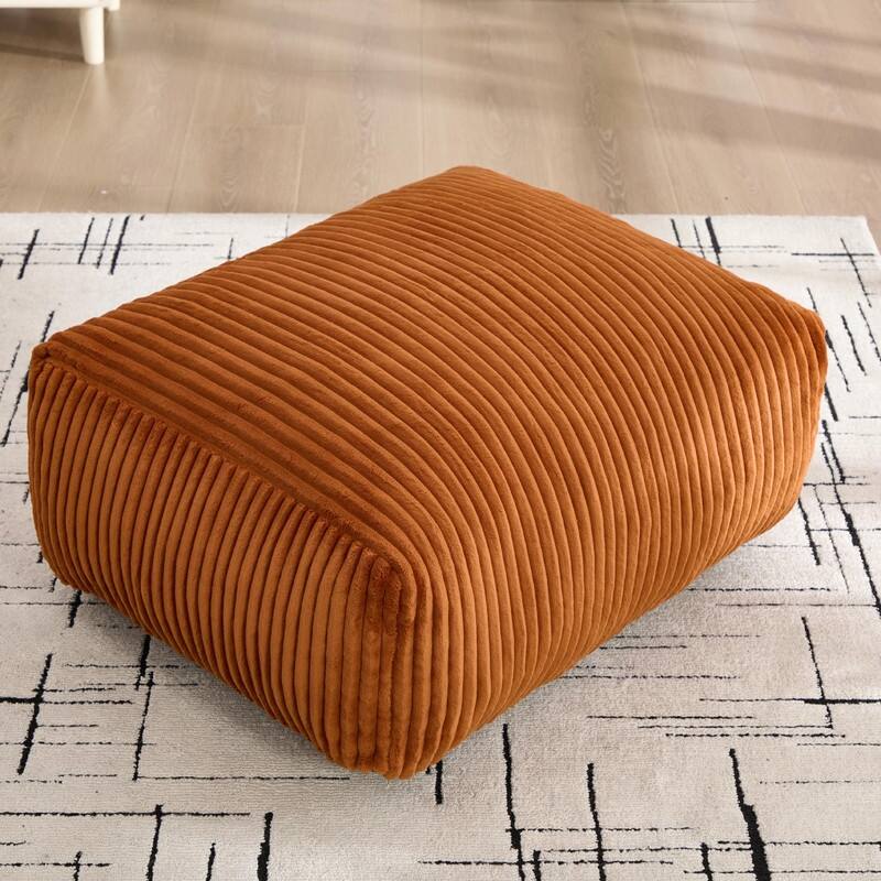 Large Memory Foam Bean Bag Chair for Adults, Corduroy Lounger Sofa with Ottoman