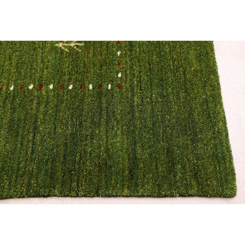 ECARPETGALLERY Hand Loomed Kashkuli Gabbeh Green Wool Rug - 5'1 x 7'11