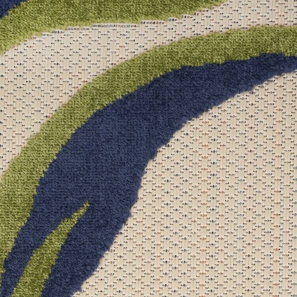 8' X 11' Ivory And Blue Floral Indoor Outdoor Area Rug 8' X 11' Ivory And Blue Floral Indoor Outdoor Area Rug