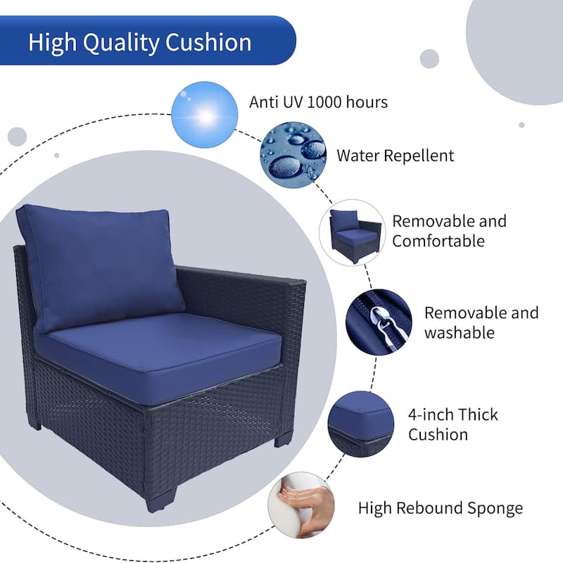 7-Piece PE Rattan Wicker Cushioned Sofa Set