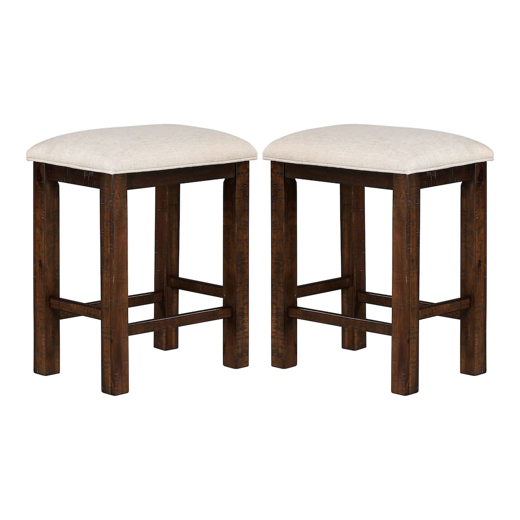 Deblynn Rustic Oak Fabric Counter Height Stool (Set of 2) by Furniture of America
