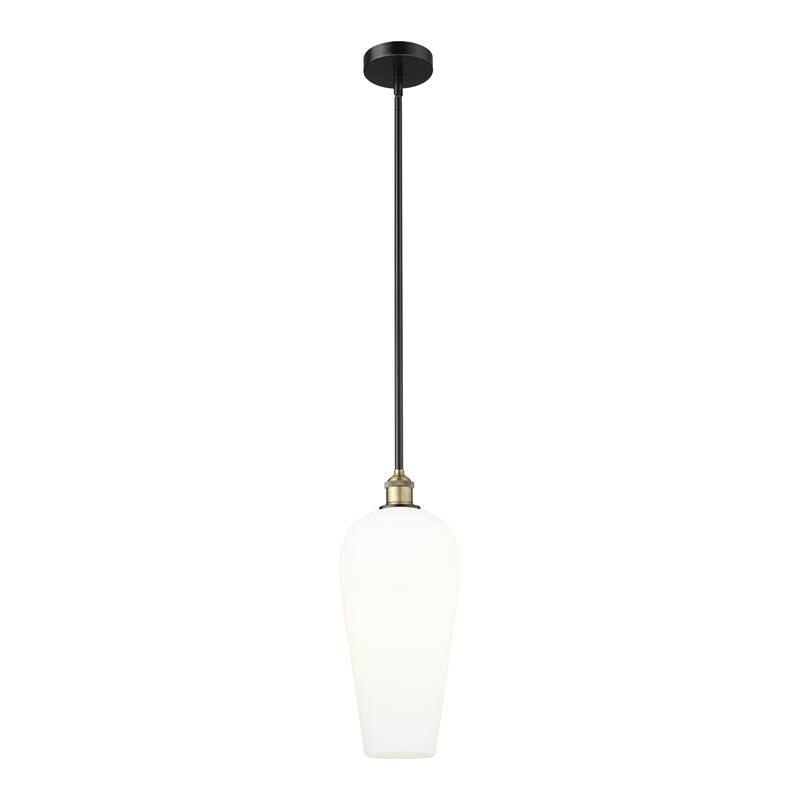 Innovations Lighting Endless Possibilities Edison - Chelsea - 1 Light 8" Stem Hung Mini Pendant - Black Antique Brass/White