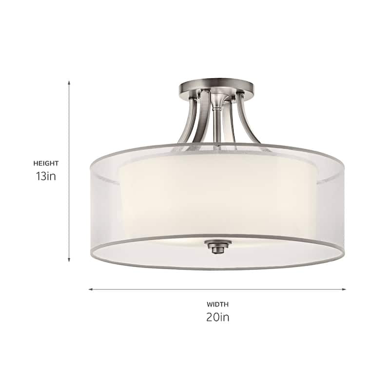 Kichler Lighting Lacey Collection 4-light Antique Pewter Semi-Flush Mount