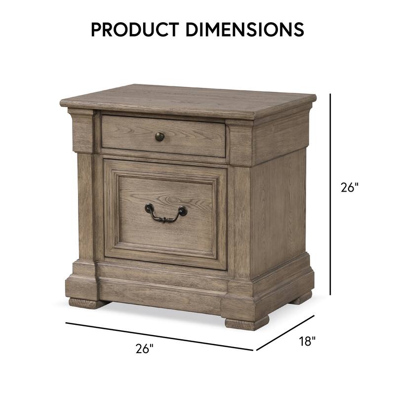 Furniture of America Wacine Weathered Grey Solid Wood 2-Drawer Nightstand (Set of 2)