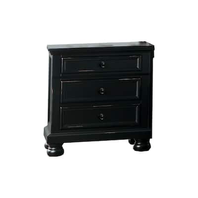 Black 2 Drawer 18 in. W Nightstand with Sturdy Hardware and Ample Storage