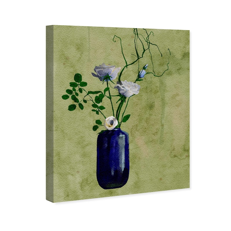 Wynwood Studio Canvas Floral and Botanical From El Olivar Green and Dark Blue Traditional Wall Art Canvas Print