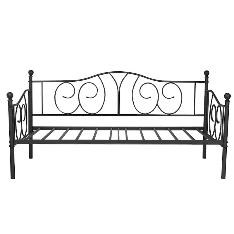 Javlergo Twin Metal Daybed Frame with Slats, Classic Mattress Foundation, No Box Spring Needed