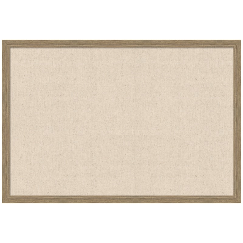 Kate and Laurel Pinboard Neutral Linen - 38x26 - Woodgrain Stripe Mocha