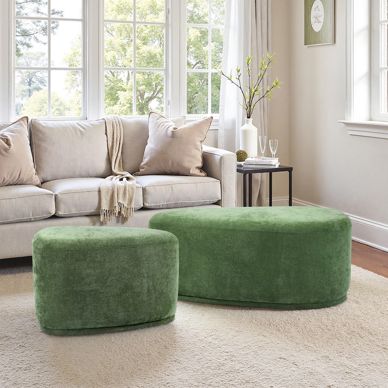 Leon 26"/43" W Chenille Triangle Cocktail Ottoman Set