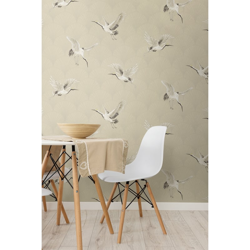 NextWall Cranes Peel and Stick Wallpaper