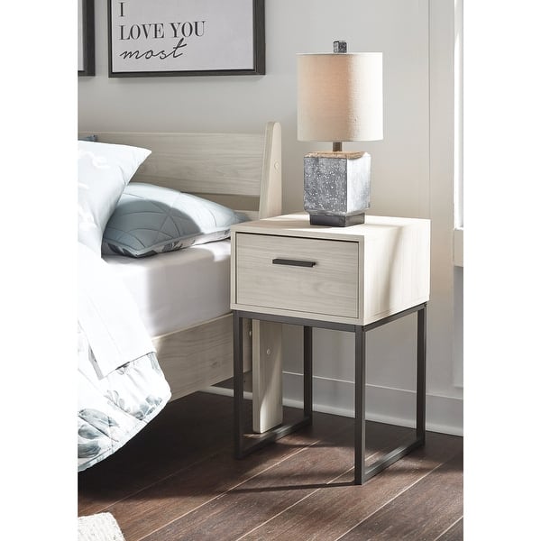 Ashley Furniture Socalle Light Natural Single Drawer Night Stand Bed