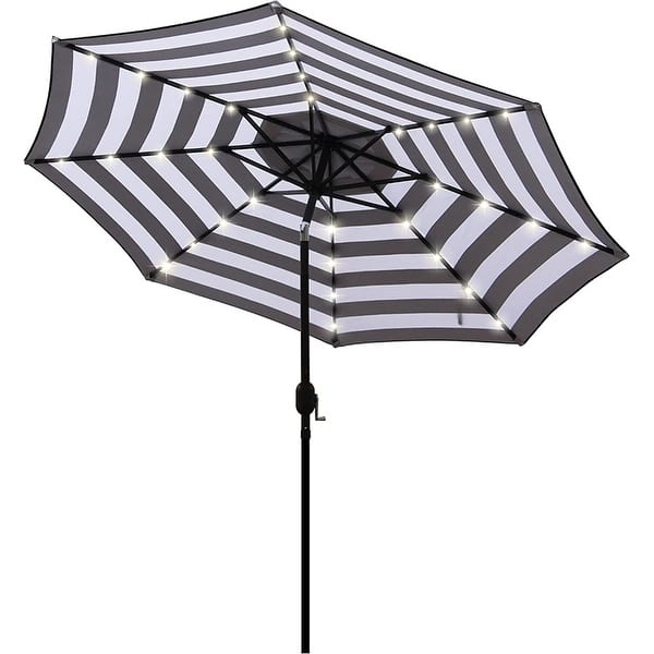 black and white patio umbrella with solar lights WestinTrends 10 ft Outdoor LED Cantilever With the solar panel located at the top 9 ft Solar Umbrella 32