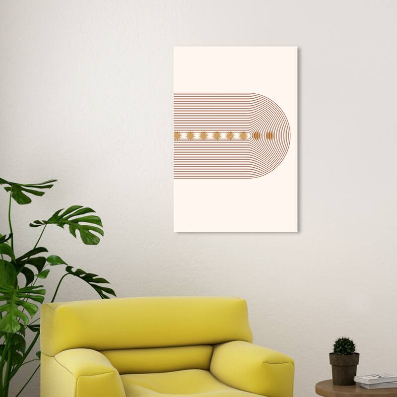 Wynwood Studio Canvas Abstract Star Race II Brown and Dark Gold Modern & Contemporary Wall Art Canvas Print