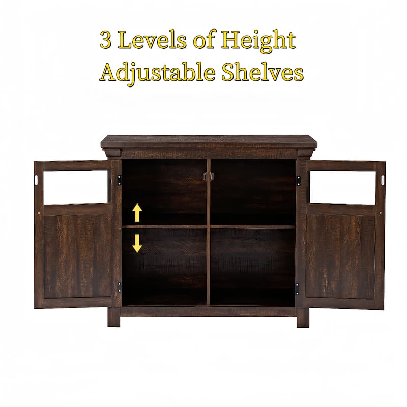 Farmhouse Buffet Cabinet with Adjustable Shelf & Metal Handles for Dining Room Storage