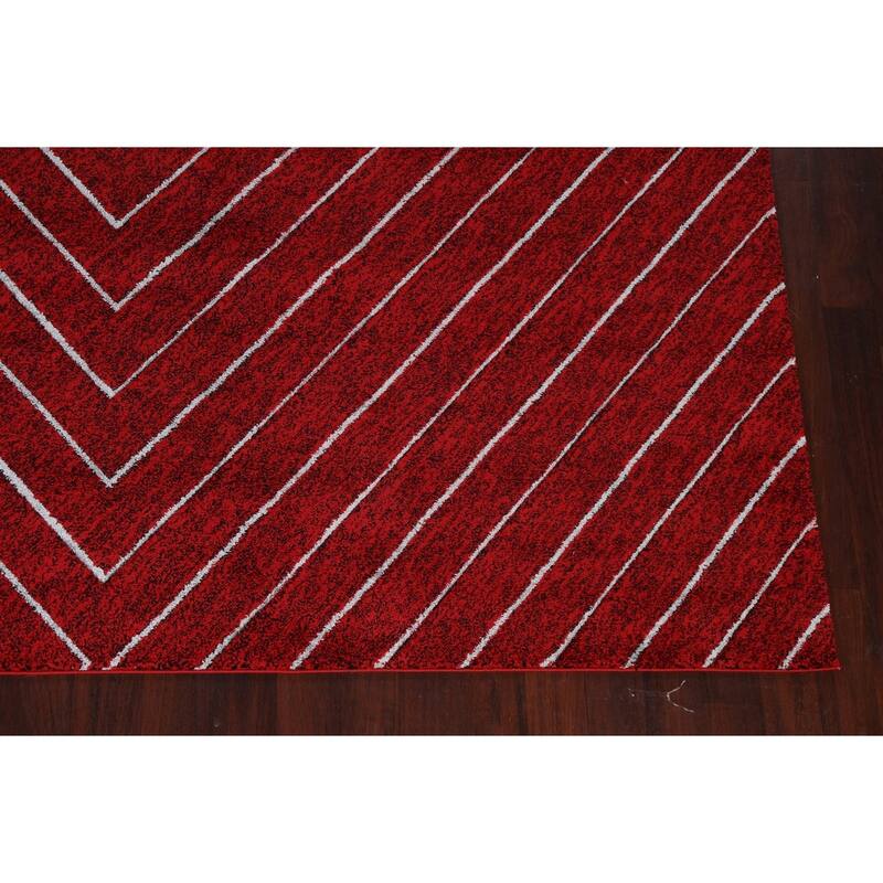 Red Chevron Style Transitional Oriental Turkish Rug Modern Carpet