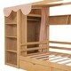 preview thumbnail 77 of 97, House Platform Bed with Open Pent Roof, Built-in Wardrobe, 4 Side Compartments, 3 Top Shelves, 2 Drawers, Curtain Fabric