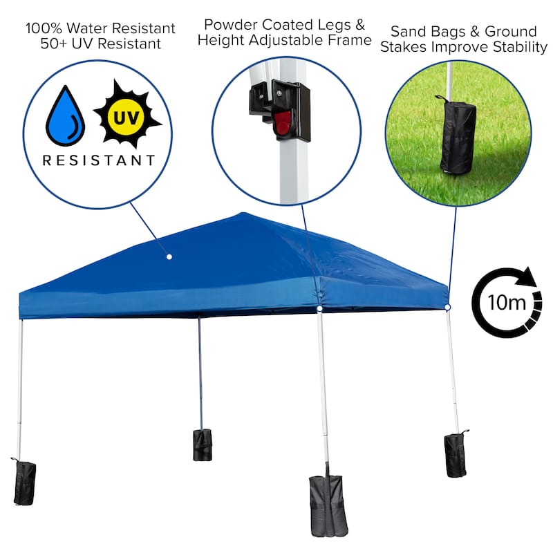10' x 10' Pop Up Canopy - Wheeled Case - Folding Table with Benches Set