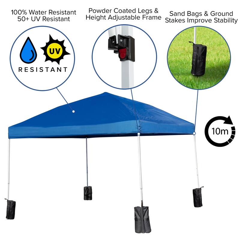 10'x10' Pop Up Straight Leg Canopy Tent With Sandbags and Wheeled Case - 10x10